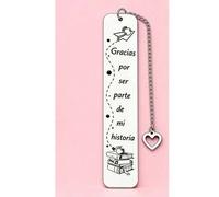 Shein Marcapáginas de acero inoxidable con la frase en español "Gracias por ser parte de mi historia de vida", un regalo inspirador perfecto para maestros,