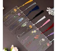 Shein Marcapáginas de acrílico personalizado y personalizado, compatible con varios textos/fuentes/personalizaciones, con borlas de regalo aleatorias. Durad