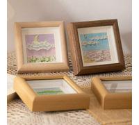 Shein Marco de fotos cuadrado hueco de madera de 4 pulgadas para DIY, marco de fotos de sobremesa para manualidades o bordado