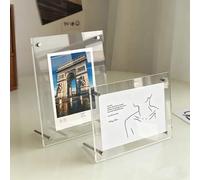Shein Marco de fotos de acrílico elegante, soporte transparente para postal y foto - Adecuado para decoración del hogar y la oficina - Marco de fotos de acr