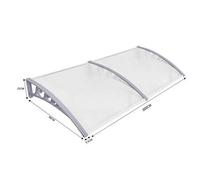 Shein Marquesina para puerta de entrada, techo de puerta de entrada de aluminio y policarbonato, marquesina arqueada transparente, marquesina cerrada, gris