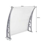 Shein Marquesina para puerta de entrada, techo de puerta de entrada de aluminio y policarbonato, marquesina arqueada transparente, marquesina cerrada, gris