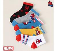 Shein Marvel 1/5 pares de calcetines tipo bote Spider-Man para niños y niñas, adecuados para primavera y verano, ligeros, transpirables, cómodos y versátile