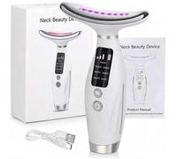 Shein Masajeador de cuello con 3 modos y 7 posiciones de iluminación, batería recargable de 400mAh, masaje con vibración y calor, dispositivo de belleza y c