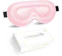 Shein Máscara de dormir 3D Townsslik, de seda de moral doble cara de 19mm lujosa, sin interferencia con las pestañas, cómoda para los ojos, correa ajustable
