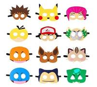 Shein Máscara de fieltro de Pikachu de Pokémon para Halloween, adecuada para niños y niñas, manualidades educativas de ciencia, dibujos animados, anime, más