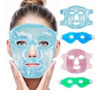 Shein Máscara facial de gel refrescante + Máscara de ojos refrescante, Envoltura de hielo facial calmante, Máscara facial de perlas de gel de doble temperat