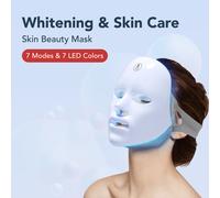 Shein Máscara facial LED de 7 colores, máscara facial recargable por USB, dispositivo de cuidado de la piel, instrumento de restauración de la piel, brillo