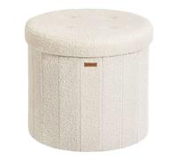 Shein Mazie Colección - Banco Redondo, Taburete Reposapiés Plegable con Tapa Extraíble, Montaje Fácil, Puff de Peluche para Dormitorio, Sala de Estar, Entra