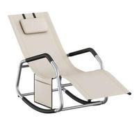 Shein Mecedora, tumbona con dispositivo de sujeción, cojín ajustable, estructura de acero, tejido transpirable, bolsa de almacenamiento, 151 x 56,5 x 97 cm