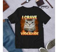 Shein Mejor regalo para novio: Camiseta con estampado del meme de gato "Anhelo la violencia" para hombres