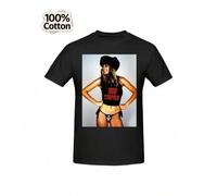 Shein Men's 100% Cotton Funny Graphic T-Shirt - Humorous Blonde Woman With Black Hat & "GOOD TIMES" Print, Casual Round Neck Short Sleeve Summer Tee, Machin