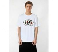 Shein Men's Ace of Hearts Graphic Tee - Casual & Comfortable Summer T-Shirt, Machine Washable