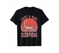 Shein Men's Black Scorpion Graphic T-Shirt - Sunset Design Breathable Summer Shirt With Bold "Just A Girl Who Loves Scorpions" Print, Loose Fit Casual Top,