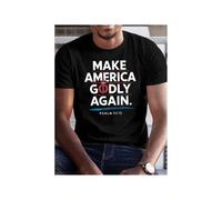 Shein Men's Breathable 100% Cotton T-Shirt - "Make America Godly Again" Print, Round Neck, Short Sleeve, Comfortable for Indoor & Outdoor Activities, Pe