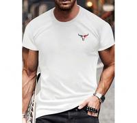 Shein Men's Casual Crew Neck T-Shirt with Bull Head Print | 100% Cotton Short Sleeve Tee| Casual Style Summer Top for Everyday & Vacation