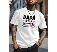 Shein Men's Casual "Papa 2025" Graphic T-Shirt - 100% Polyester Lightweight 180gsm, Regular Fit Round Neck Short Sleeve, Machine Washable For Sports & Casua