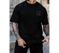Shein Men's Casual Short Sleeve T-Shirt - Relaxed Fit Slimming Tee with Camping Graphic Print, "Let's Go Camping" & Bear Design, Breathable Al