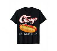 Shein Men's Cotton T-Shirt With Hot Dog Printed, Casual Short Sleeve Round Neck Tee, Soft Comfortable Top100 % Cotton Men's Casual Printed Short Sleeves, Fa