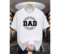 Shein MEN'S "Dad" Graphic T-Shirt-Casual Crew Neck, Breathable & Quick-Dry Tee, Black With White Print, Comfortable Summer Top For Sports & Leisurevest High