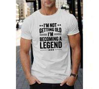 Shein Men's "I'm Not Getting Old, I'm Becoming a Legend" Graphic Tee - Casual Short Sleeve T-Shirt, Blend, Round Neck, Machine Washable, All-Season Comfor