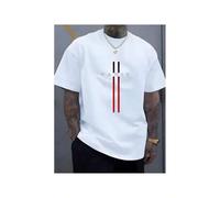 Shein Men's Paris Graphic Print Cotton T-Shirt - Soft Round Neck, Slightly Stretchy Street Style, Breathable All-Season Casual Tee, Machine Washable Regular