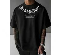 Shein Men's "Predict The Future" Graphic Tee, 100% Polyester Street Crew Neck T-Shirt, Loose Fit Knit Fabric, Summer Casual Short Sleeve Top, Tee Shirts
