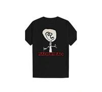 Shein Men's Radiohead Graphic Black T-Shirt - Funny Vintage-Inspired Design with Abstract Character & "RADIOHEAD" Print, Casual Polyester Crew Neck Tee,