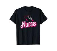 Shein Men's Retro Nurse Graphic T-Shirt - Funny Nurse Week Gift with Heart & Stethoscope Design, 100% Cotton Soft Breathable Tee, Black Casual Short Sle