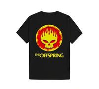 Shein Men's Summer Casual Crew Neck T-Shirt, 100% Cotton Knit Fabric, Regular Fit, Slight Stretch, 220g/m², Graphic Tee with Fiery Skull Design - The Offspr