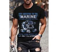Shein Men'S Summer Casual Crew Neck T-Shirt, 100% Cotton Knit Fabric, Slight Stretch, Regular Fit, 220gsm, Fashion Print Tee - "Fate Whispers to the Ma