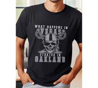 Shein Men's Summer Short Sleeve T-Shirt with Front Print - Comfortable, Breathable Fabric, Casual Sporty - What Happens In Vegas Started In Oakland Tee For