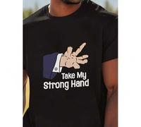 Shein Men's 'Take My Strong Hand' Graphic Tee - Comfort Fit, Short Sleeve, Round Neck - Ideal for Casual & Outdoor Wear, Summer Street in White with Styli
