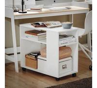 Shein Mesa Auxiliar con 2 Estantes Consola Mesita de Noche con Ruedas Mesa Blanca Mesita 70 x 35 x 60 cm FBT34-W ES Mesa de Consola mesa de corredor Mesa Au