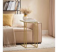 Shein Mesa auxiliar SoBuy FBT87-G, mesa de sofá, mesa de café, mesa para computadora portátil, mesa de noche, mesa de lactancia con marco de metal dorado (a