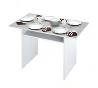 Shein Mesa consola 77/75x120x35x70 cm Mesa auxiliar Tavolo cocina moderno Blanco mate Cemento melamina plegable adaptable invitados, montaje sencillo instru