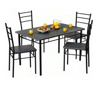 Shein Mesa de Comedor con 4 Sillas Set 5 Pzs. Completo Madera Muebles Cocina Leo 110x68cm Tipo Industrial