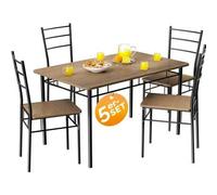 Shein Mesa de Comedor con 4 Sillas Set 5 Pzs. Completo Madera Muebles Cocina Leo 110x68cm Tipo Industrial