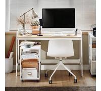 Shein Mesa de Escritorio, Mesa de Ordenador con un Estante,Color Blanco, L 125 x H 80 cm,FWT41-WN,ES Mesa Escritorio Silla de Oficina Muebles de Oficina en