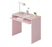 Shein Mesa Escritorio 90 cm Mueble de Estudio I-Joy Infantil Dormitorio Juvenil Melamina Rosa Blanco con Bandeja Extraíble para Teclado y ratón, 79x90x54 cm
