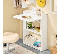 Shein Mesa Escritorio de Trabajo, Plegable para Computadora con Estantes de Almacenamiento 64 x 58 x 145cm FWT92-H-W ES Mesa Escritorio Silla de Oficina Mue