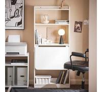 Shein Mesa Escritorio de Trabajo, Plegable para Computadora con Estantes de Almacenamiento 64 x 58 x 145cm FWT92-H-W ES Mesa Escritorio Silla de Oficina Mue