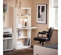 Shein Mesa Escritorio Mesa Gaming Plegable para Ordenador Escritorio Pequeño con Estantes de Almacenamiento Standing Desk con Almacenaje Blanco 64x58x145cm