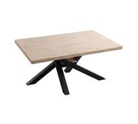 Shein Mesa Madera Roble Nordish Xena Pata Cruzada Negra Metal 160x100 cm