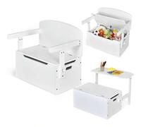 Shein Mesa para niños con banco, grupo de asientos para niños 3 en 1 con espacio de almacenamiento, banco para niños, caja de juguetes, muebles para niños,