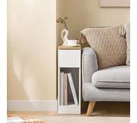 Shein Mesilla de noche con cajón para cama con somier, mesa de sofá, mesa auxiliar, mesa estrecha para teléfono, mesita de noche, color blanco. Ancho x Alto