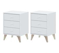 Shein Mesita de noche Habitdesign de 3 cajones, modelo cute, color blanco Artik, dimensiones: 40 cm (ancho) x 33,5 cm (fondo) x 56 cm (alto)