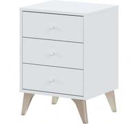 Shein Mesita de noche Habitdesign de 3 cajones, modelo cute, color blanco Artik, dimensiones: 40 cm (ancho) x 33,5 cm (fondo) x 56 cm (alto)