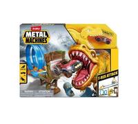 Shein METAL MACHINES - Pista de Vehículos Ataque del T-Rex con Doble Looping y Coche Lanzador | ¡Derriba al T-Rex y Domina la Pista con el Poder del Metal!