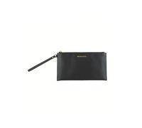 Shein Michael Kors Jet Set Travel Pebbled Leather Large Top Zip Wristlet (Negro), Negro